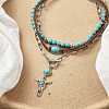 3Pcs 3 Styles Retro Synthetic Turquoise & CCB Plastic Beaded Necklace Set NJEW-B120-01B-3