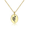 Brass Birth Month Flower Pendant Necklace HUDU-PW0001-034E-1-1