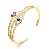 Cubic Zirconia Horse Eye & Heart & Moon Open Cuff Bangle BJEW-J165-15G-1