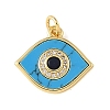 Brass Micro Pave Black Cubic Zirconia & Synthetic Turquoise Pendants CU-CBA6938-01G-02-1