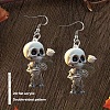 Skeletonl with Rose Acrylic Dangle Earrings FS-WG6350E-02-1