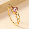201 Stainless Steel Cubic Zirconia Finger Rings WG70560-03-1