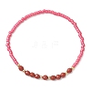 Glass Seed Bead & Natural Red Jasper Beads Bracelets for Women BJEW-MZ00311-04-2
