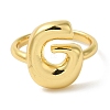 Initials Brass Open Cuff Ring for Women RJEW-N046-02G-G-2