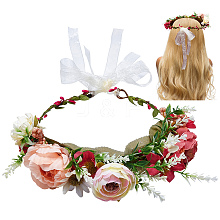 Cloth Artificial Flower Bridal Wreath OHAR-WH0011-19