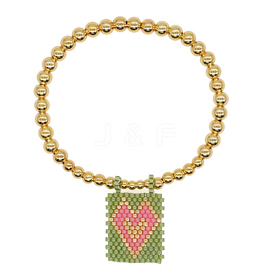 Bohemian Glass Seed Bead Charm Bracelets IW8477-12-1