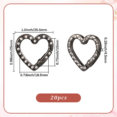 20Pcs Zinc Alloy Rhinestone Spring Gate Rings FIND-SP0004-36B-1