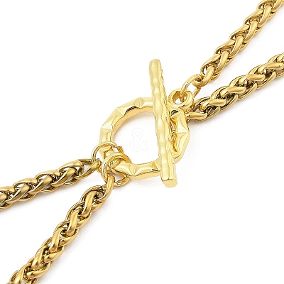 Ion Plating(IP) 304 Stainless Steel Blue Enamel Letter & Eye Pendant Wheat Chain Necklaces STAS-Z102-01G-A-1