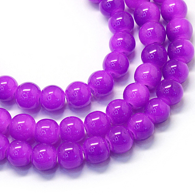 Baking Paint Imitation Jade Glass Round Bead Strands X-DGLA-Q021-10mm-27-1