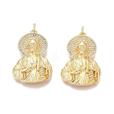 Religion Brass Micro Pave Clear Cubic Zirconia Pendants KK-N287-46A-G-1
