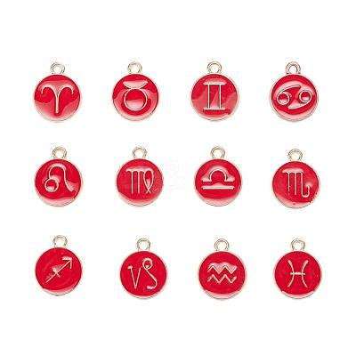2 Sets 2 Styles Golden Plated Alloy Enamel Charms ENAM-YW0001-28F-1