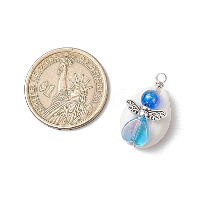 Natural Mixed Cowrie Shell Beads with Eco-Friendly Transparent Acrylic Beads and Tibetan Style Alloy Fairy Wing Beads Pendants PALLOY-JF03814-02-1