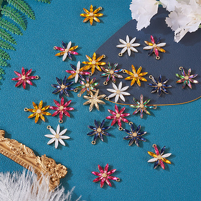 24Pcs 6 Colors Acrylic Rhinestone Pendants FIND-TA0002-79-1