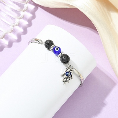 Zinc Alloy Charm Bangles for Women BJEW-JB14384-01-1