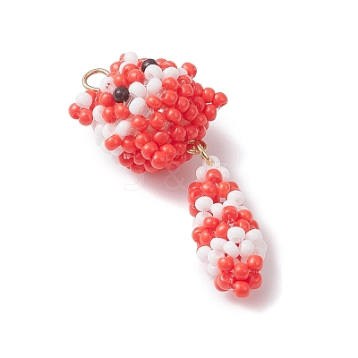 Glass Seed Beaded Cat Pendants PALLOY-MZ01020-01-1
