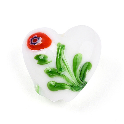 Handmade Bumpy Millefiori Glass Beads LAMP-N024-42F-1