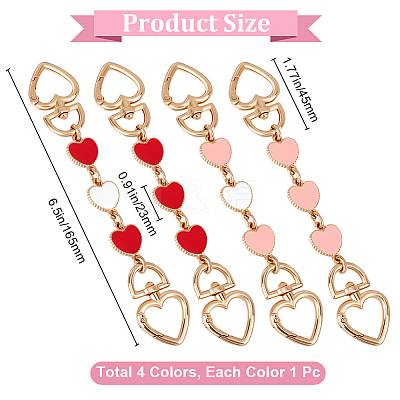4Pcs 4 Colors Alloy Enamel Purse Strap Extenders FIND-BBC0002-46A-1