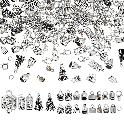 114Pcs 11 Styles Tibetan Style Alloy Cord Ends TIBE-PH0002-46-1