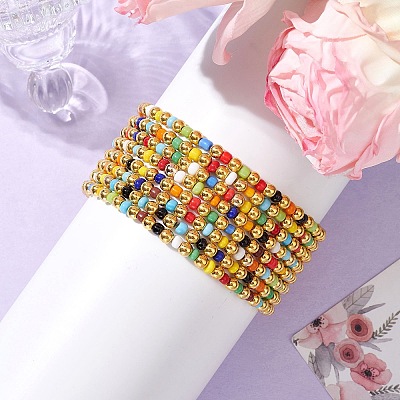 Glass Beads Beaded Stretch Bracelets BJEW-JB10958-1