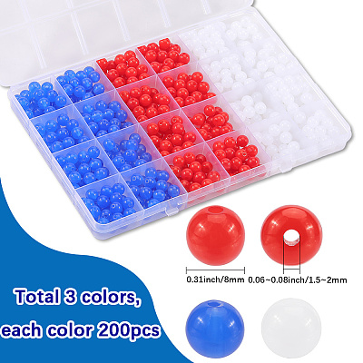 600Pcs 3 Colors Independence Day Themed Imitation Jelly Acrylic Beads SACR-SP0001-20-1