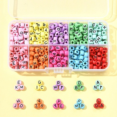 450Pcs 10 Styles Opaque Acrylic Beads OACR-FS0004-02-1