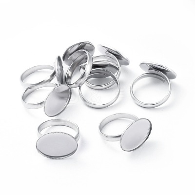 Non-Tarnish Adjustable 304 Stainless Steel Finger Rings Components STAS-E459-79P-1