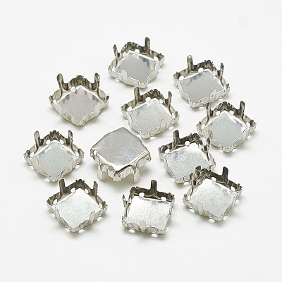 Non-Tarnish 201 Stainless Steel Sew on Prong Settings STAS-T032-08-8mm-1