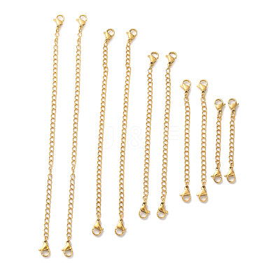10Pcs 5 Size Ion Plating(IP) 304 Stainless Steel Chain Extender STAS-E192-03G-1