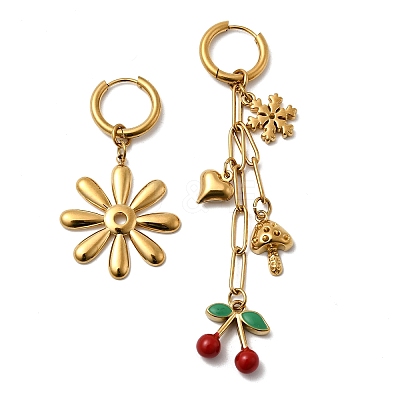 304 Stainless Steel Enamel Hoop Earrings LS-EJEW-G451-06G-1