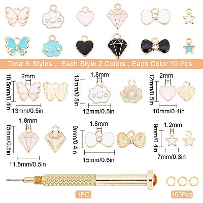 DIY 120Pcs Alloy Enamel Nail Art Dangle Charm Decoration Sets MRMJ-SC0001-06-1