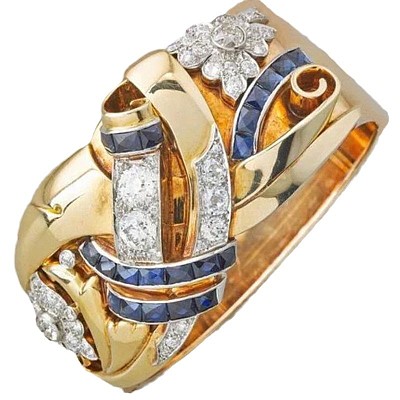 Flower Brass Micro Pave Clear Cubic Zirconia Finger Rings FS-WGA7D1C-03-1