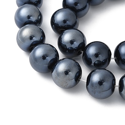 Electroplate Round Pearlized Glass Pearl Beads Strands EGLA-U002-01A-1