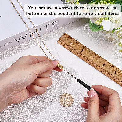304 Stainless Steel with Clear Glass Rectangle Pendant Urn Ashes Necklaces for Women Men NJEW-WH0013-83G-1