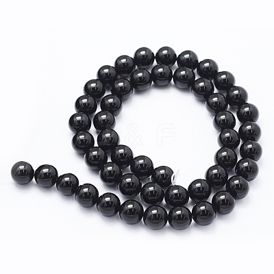 Natural Black Onyx Beads Strands G-E469-08-8mm-1