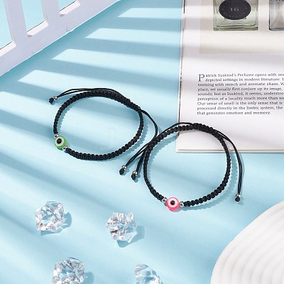 Resin Evil Eye Braided Bead Bracelet BJEW-JB08426-02-1