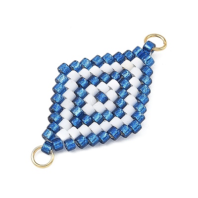 Glass Seed Beads Connector Charms PALLOY-MZ01416-01-1