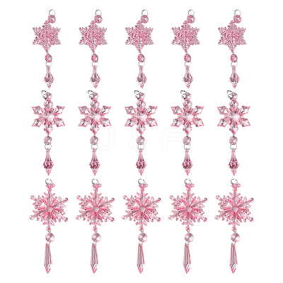 Acrylic Snowflake Pendant Decorations HJEW-SP0001-04B-1