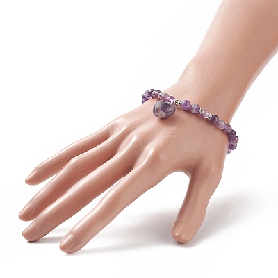 Natural & Synthetic Gemstone Beads Stretch Bracelets BJEW-JB09206-1