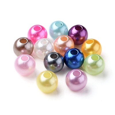 13 Style Spray Painted ABS Plastic Imitation Pearl Beads OACR-YW0001-41-1