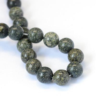 Natural Serpentine/Green Lace Stone Round Bead Strands G-E334-8mm-14-1