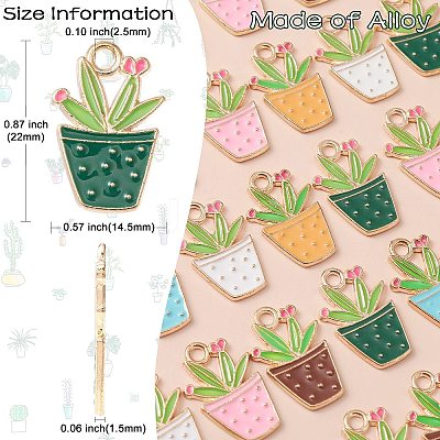 60Pcs 6 Colors Alloy Enamel Pendants ENAM-CJ0004-62-1