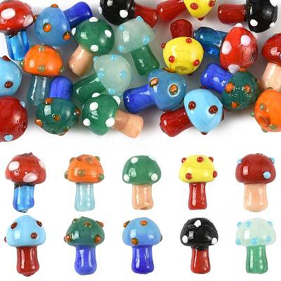 24Pcs 10 Colors Handmade Lampwork Beads Strands LAMP-FS0001-71-1