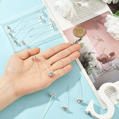16Pcs Alloy Crystal Rhinestone Head Pins FIND-SP0004-63S-1
