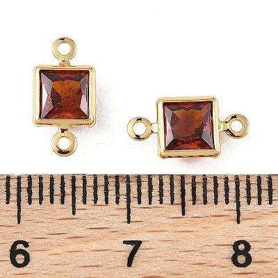 SHEGRACE Brass Pave Cubic Zirconia Square Connector Charms XGRQ2O364-440B-G-1