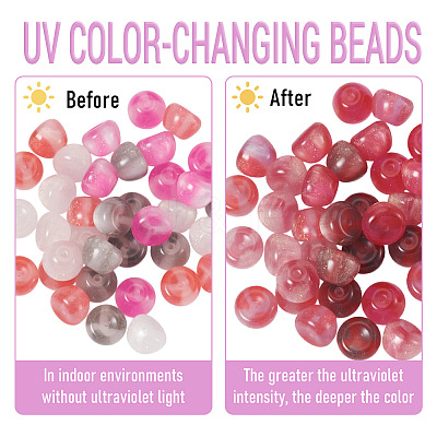 40Pcs 4 Colors Resin UV Reactive Beads RESI-TA0005-69-1