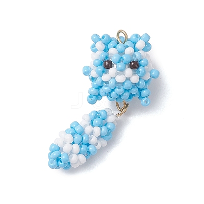 3Pcs Glass Seed Beaded Cat Pendants PALLOY-MZ01020-1
