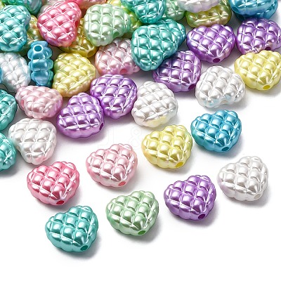 Pearlized Opaque Acrylic Waffle Beads X-OACR-G052-06-1
