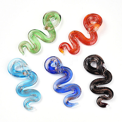 Handmade Gold Sand Lampwork Big Pendants LAMP-T023-11-1