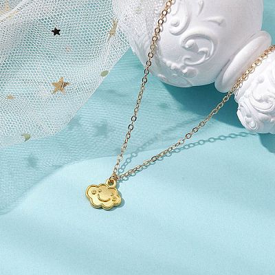 Cloud Face Alloy with Brass Pendant Necklaces NJEW-JN04907-1