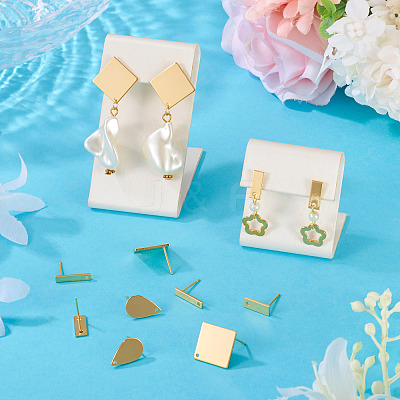 8Pcs 4 Styles Brass Stud Earring Findings EJEW-TA0001-65-1